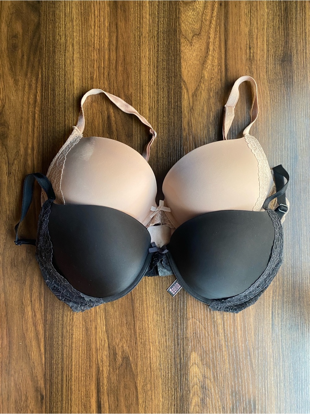 Dream Angels push up bras Two Pack in Black & Nude with lace trim